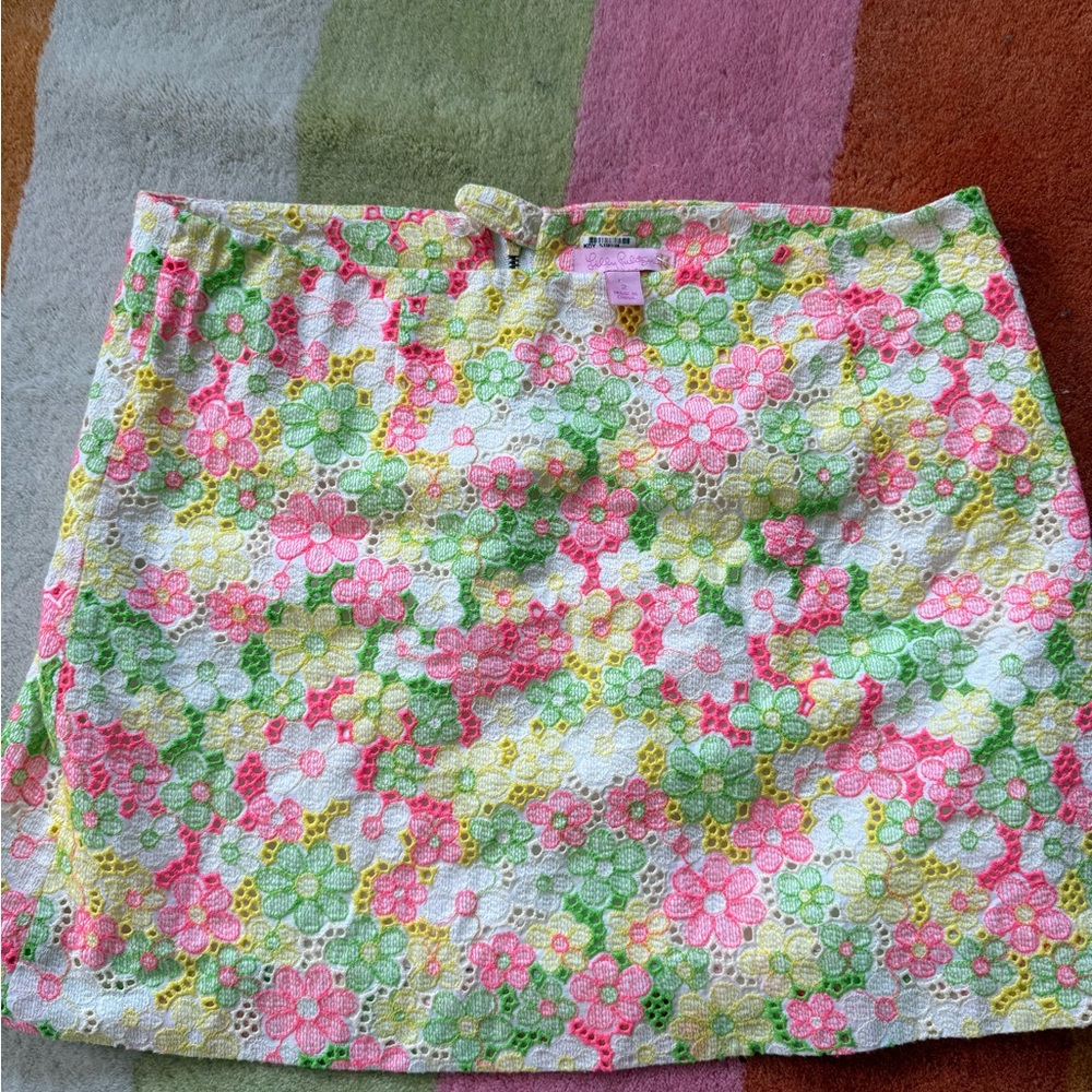 Lilly Pulitzer Multicolor Floral Lace Pencil Skirt